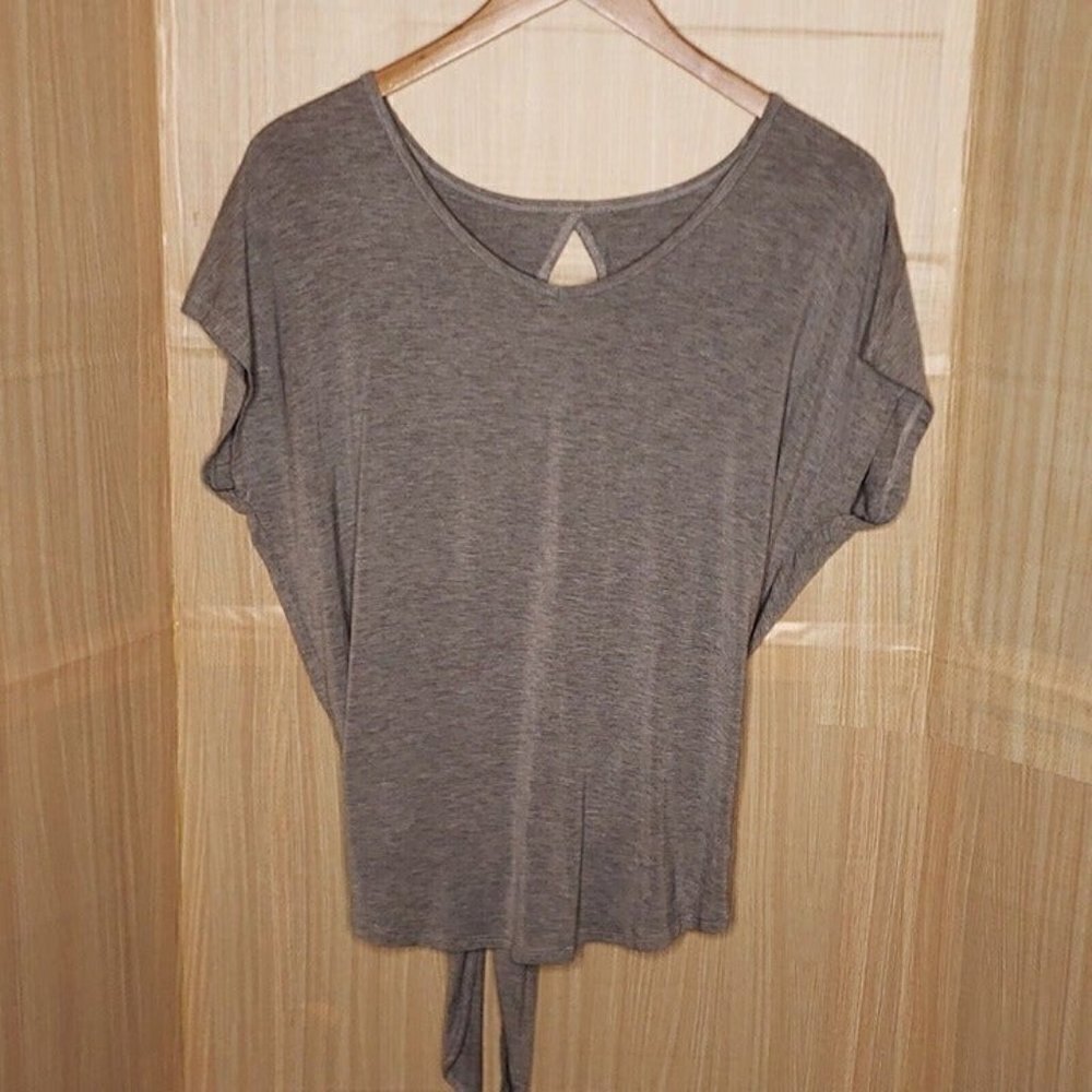 Icyzone Womens Grey Soft Stretchy Open Back Top XL